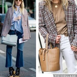 Isabel Marant Etoile Plaid Blazer Linen Double-Breasted Coat sz 40 Janey Women's